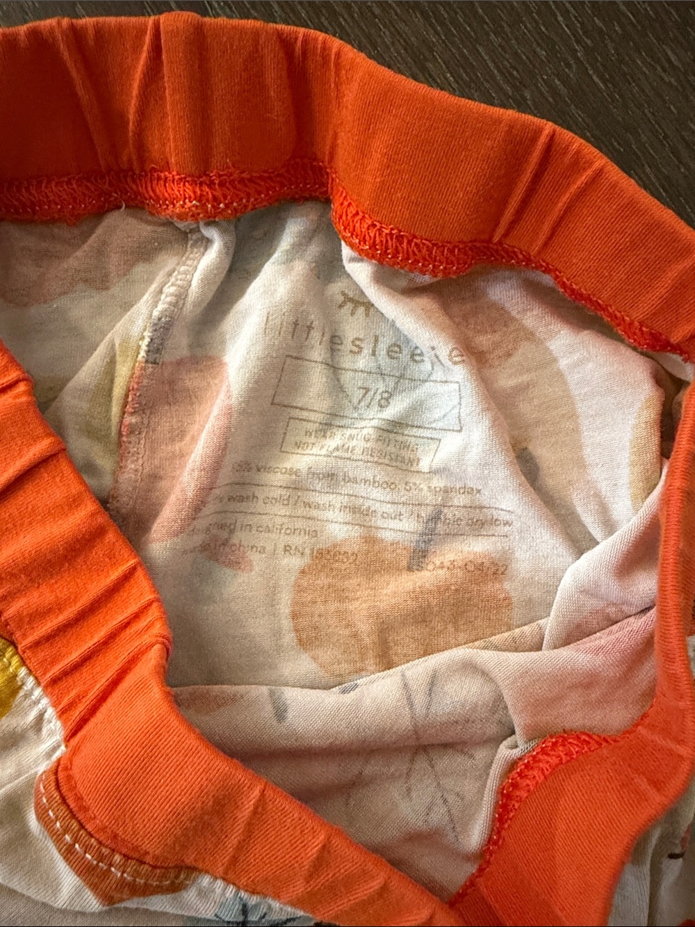 Little Sleepies Kids Bamboo Pumpkin Gourd Print Pajama Set Orange Size 7/8 - Picture 6 of 7